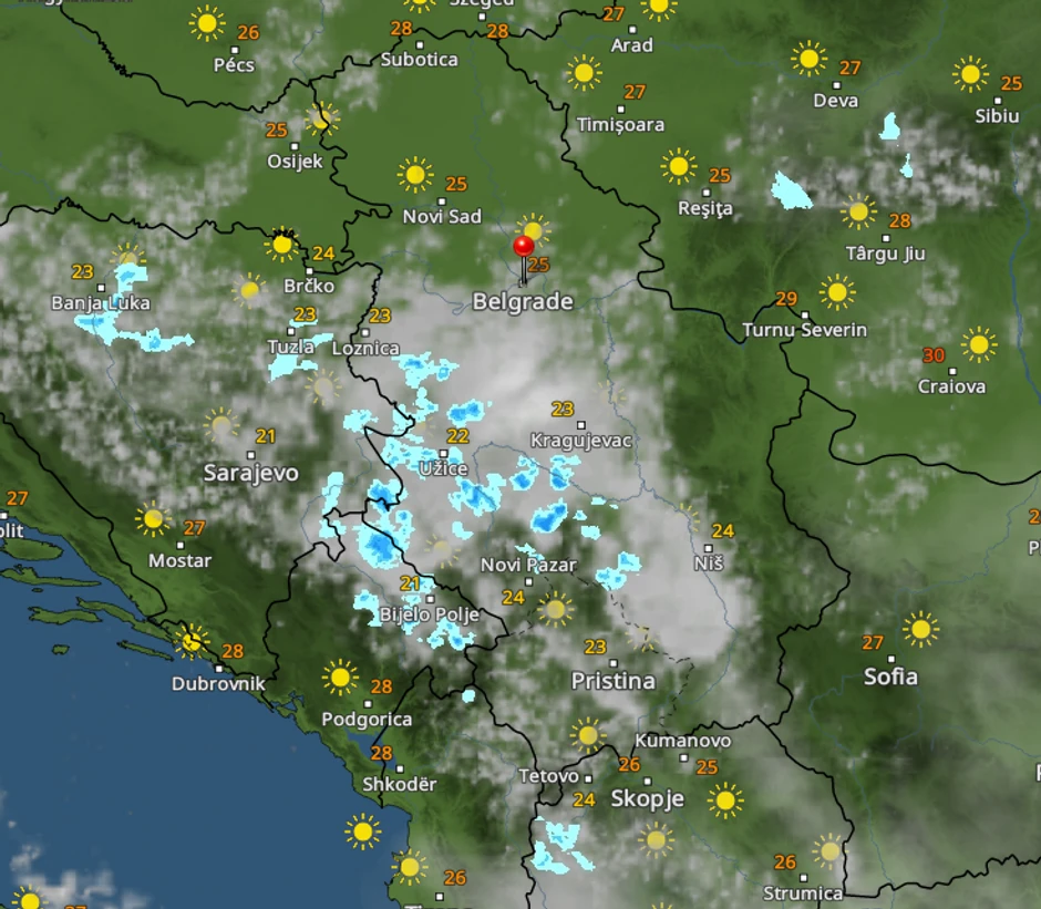 Kretanje nevremena u 11 časova