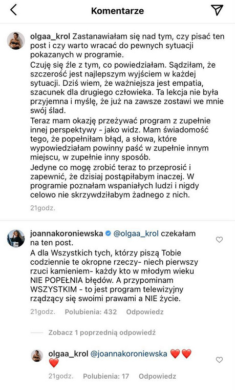 Wpis Joanny Koroniewskiej