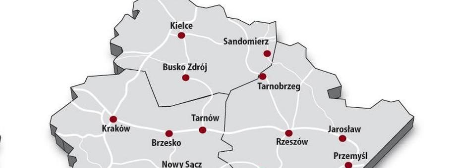 Mapa Małopolski i okolic
