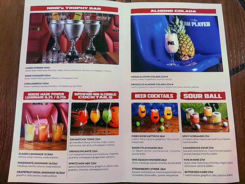 Alkoholowe menu w barze