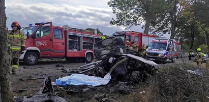 Horror pod Czaplinkiem. Auto przepołowione, a licznik w trawie. Przerażające, na jakiej prędkości się zatrzymał