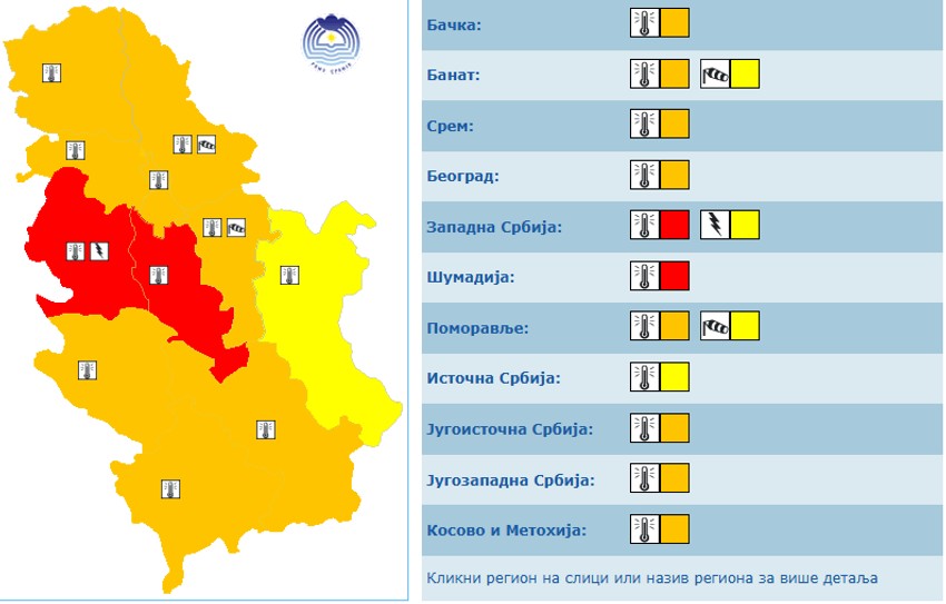 Meteoalarm za petak