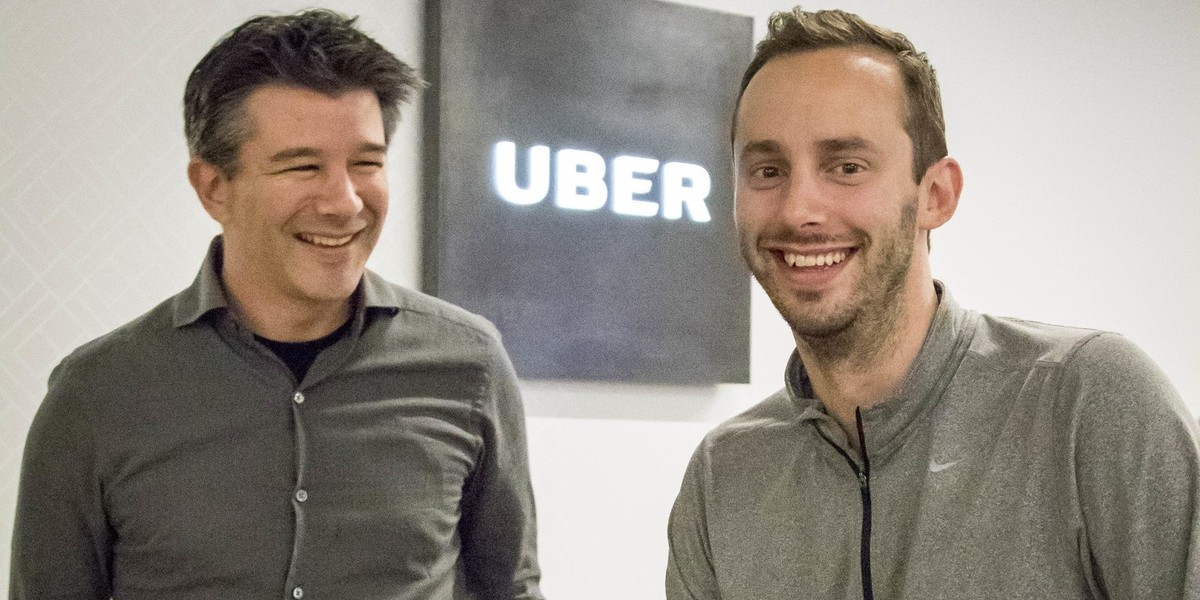 Prezes Ubera Travis Kalanick i Anthony Levandowski, którego Waymo oskarża o kradzież firmowych danych