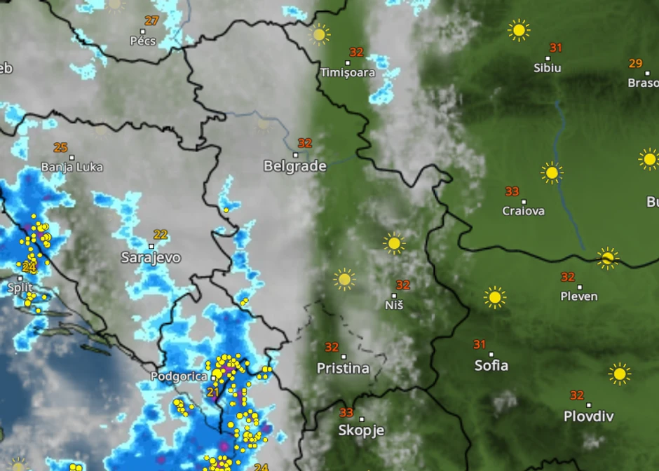 Kretanje nevremena u 13 sati