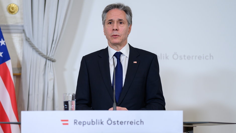 Sekretarz stanu USA Antony Blinken podczas wizyty w Austrii (15.03.2024)