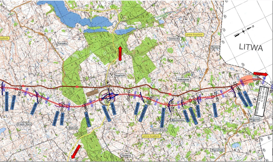 Przebieg planowanej trasy S61 do granicy z Litwą