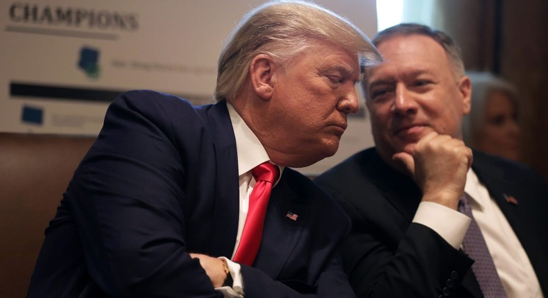 Then-President Donald Trump and then-Secretary of State Mike Pompeo in the White House.