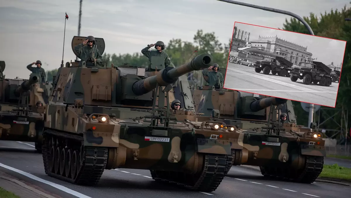 Przygotowania przed paradą 15 sierpnia 2023 r. – polskie AHS Krab na ulicach miast w drodze na pikniki wojskowe