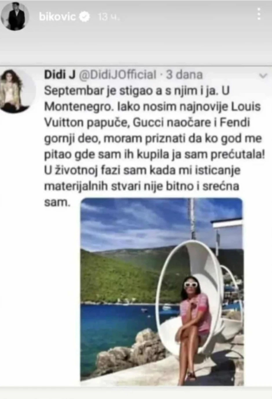 Miloš Biković podelio objavu Didi J