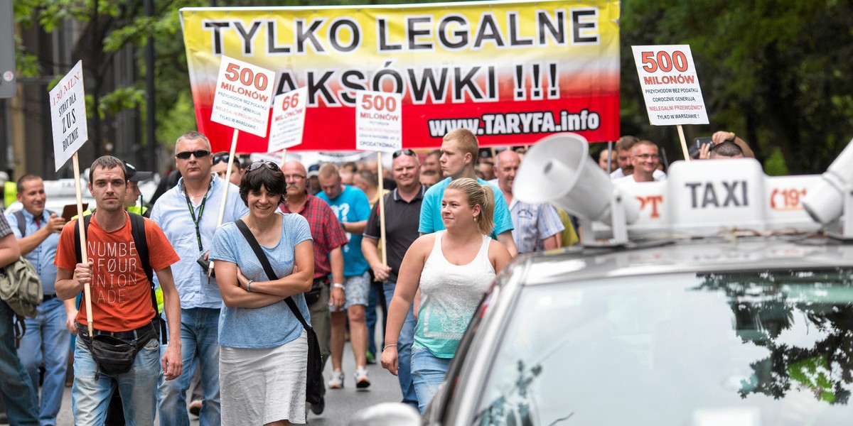 Protest warszawskich taksówkarzy