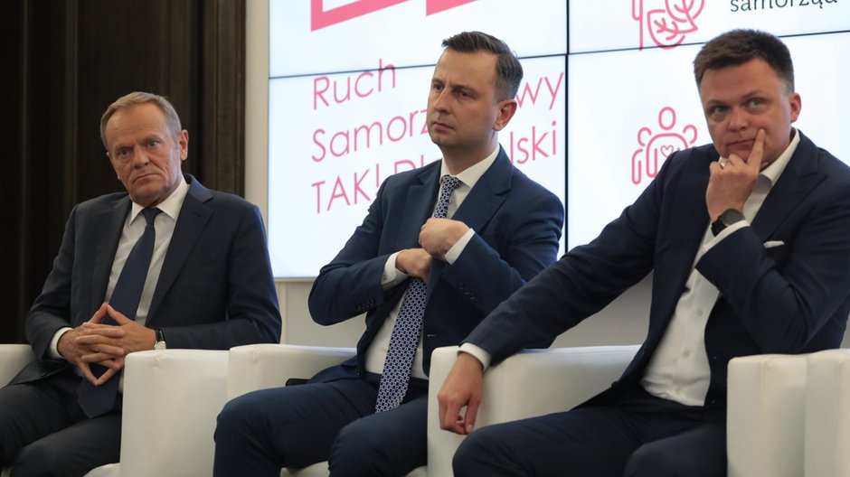 Donald Tusk, Władysław Kosiniak-Kamysz i Szymon Hołownia