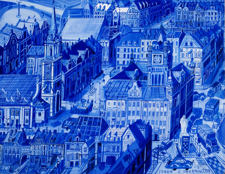 Edward Dwurnik, "Toruń – Ratusz" (1994, olej, płótno, 128 × 166 cm)