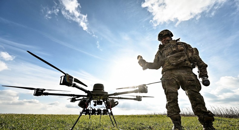 A platoon of the 108th Separate Territorial Defence Brigade launching a Vampire drone in Zaporizhzhia, Ukraine, on February 2, 2024.Ukrinform/NurPhoto via Getty Images