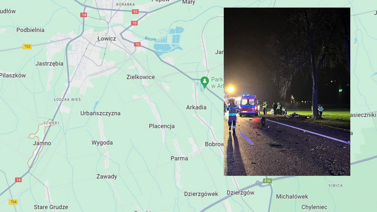 Zderzenie trzech aut pod Łowiczem. Są ranni