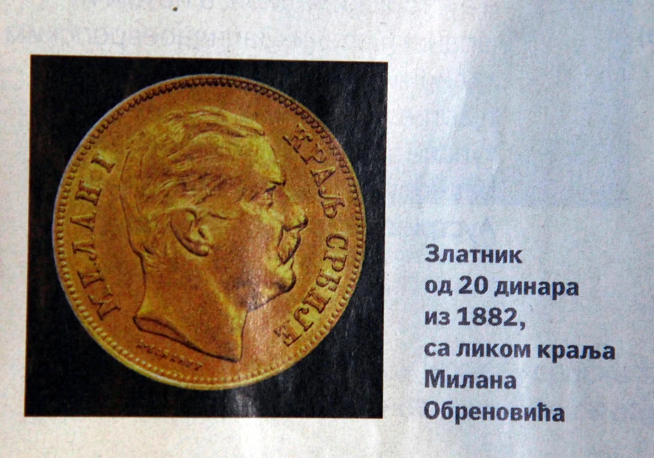 Zlatnik sa likom Milana Obrenovića - ilustracija