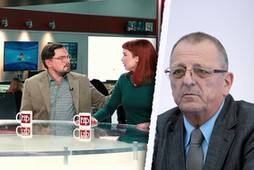 Kadr z Nie patrz w góre i prof. Łukasz Turski