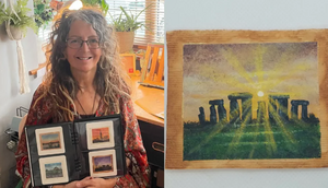 An artist Ms Caroline West has given used teabags another lease of life by painting famous British landmarks [Credit:PA Media]