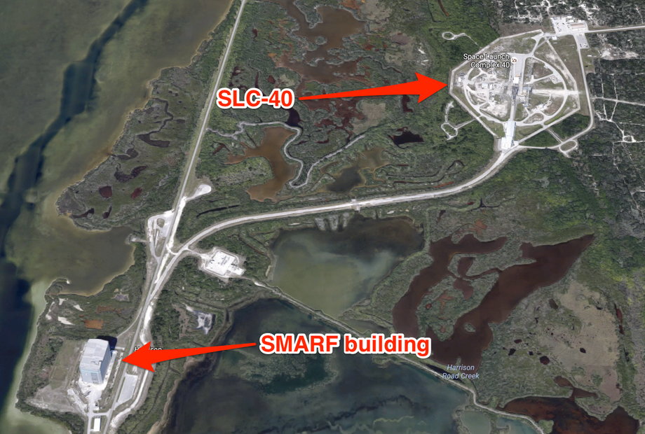 The ULA's SMARF building is more than a mile away from the site of the SpaceX launchpad fire.