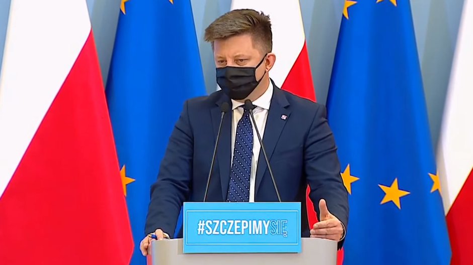 Michał Dworczyk na konferencji prasowej nie chciał odpowiadać na zadawane pytania 