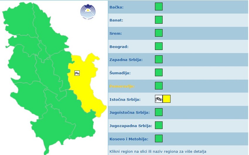 RHMZ meteoalarm za petak
