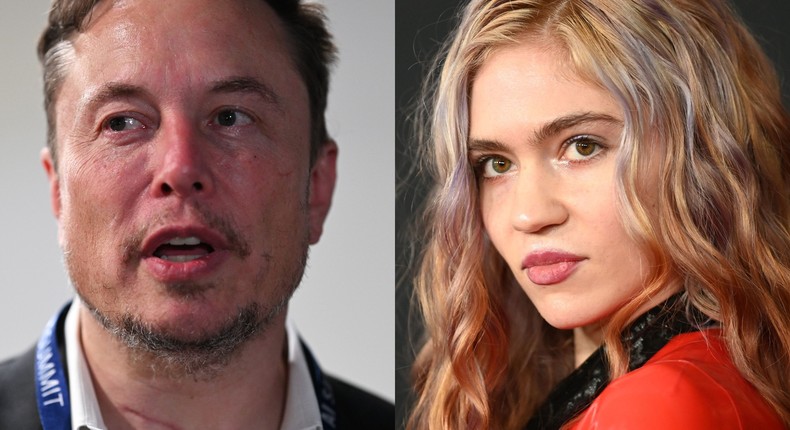 xAI founder Elon Musk (left) and singer Grimes (right)Leon Neal and Robyn Beck/AFP via Getty Images