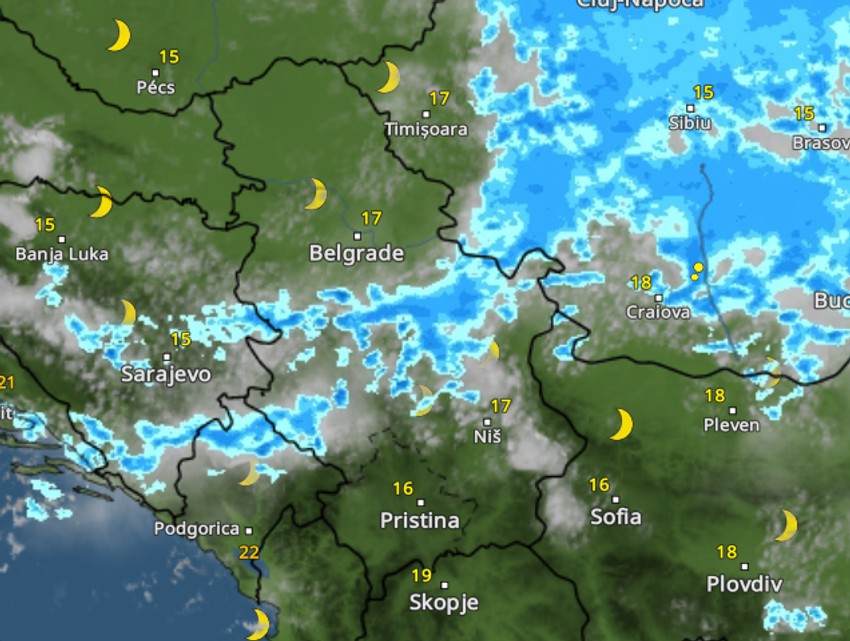 Radarsk snimci u ponoć, između 1 i 2 juna