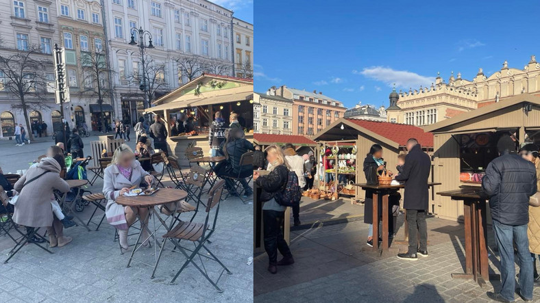 Stoliki na terenie jarmarku