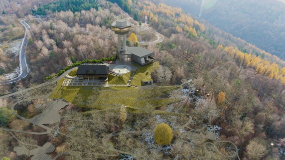 Budowa kolejki linowej nad zaporą wodną w Solinie, Bieszczady (wizualizacja)