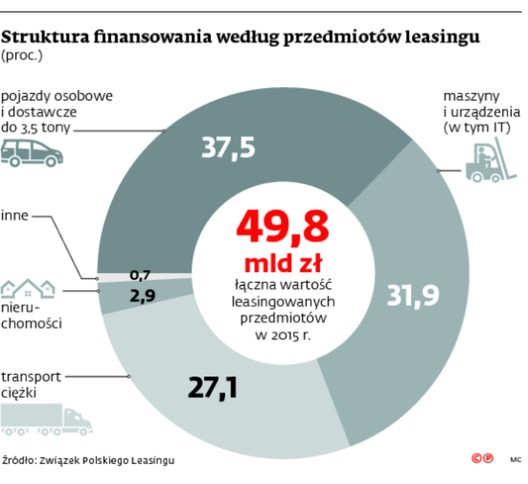 Struktura finansowania według przedmiotów leasingu