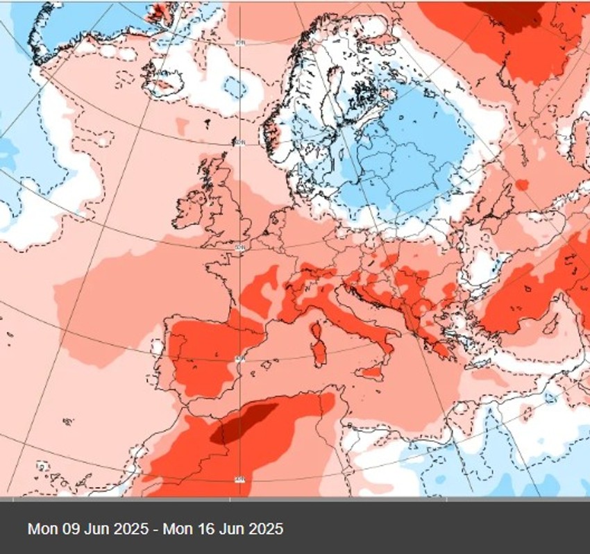 Mapa kretanja vremenskih prilika za Srbiju ponedeljak, 9 jun