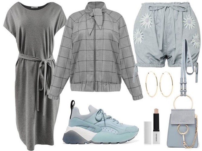 STYLIZACJE w kolorach nieba: sukienka-Fablu/fablu.pl, kurtka-Cotton Club/cottonclub.pl, spodenki, buty, dodatki-TK Maxx