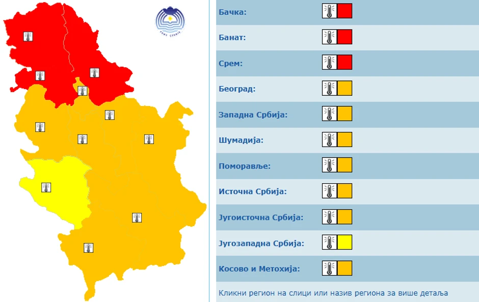 Crveni meteoalarm u subotu, 27 juna