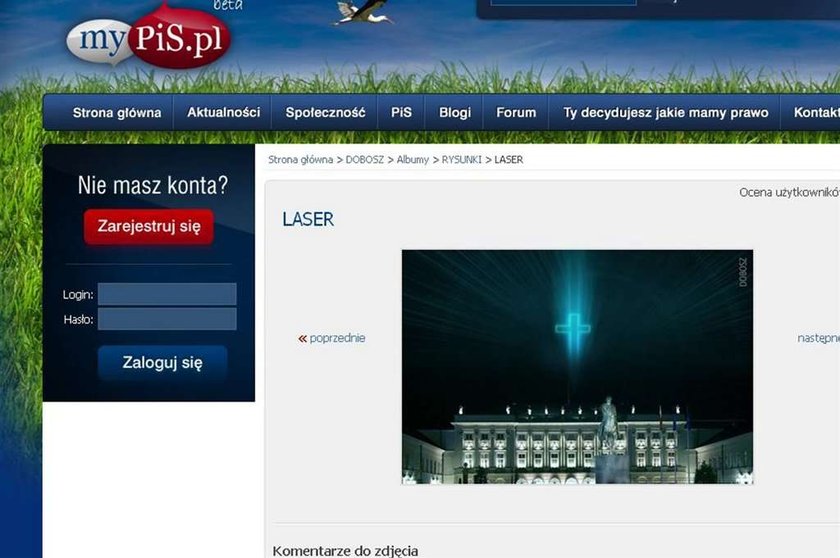 Laserowy krzyż zamiast pomnika przed Pałacem?