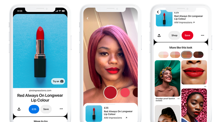 Pinterest AR Try on funkció