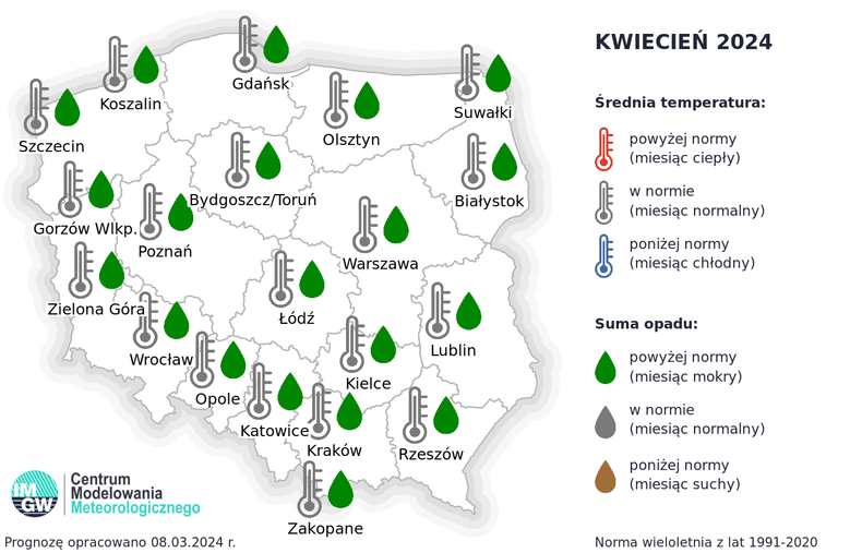 W kwietniu będzie deszczowo, a termometry pokażą umiarkowane wartości