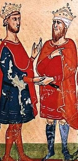 Fryderyk II (z lewej) spotyka Al-Kamila
