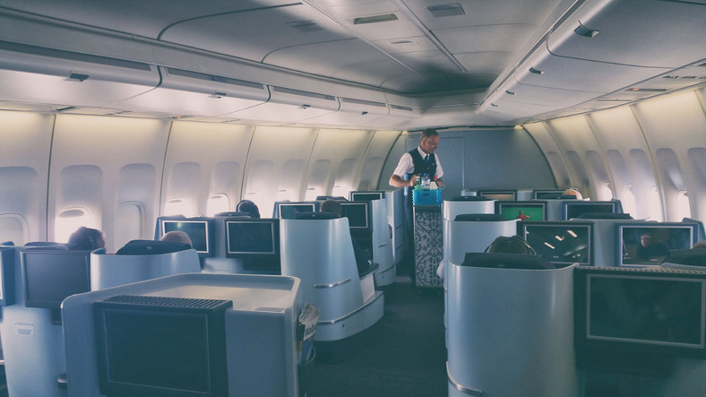 KLM 747, wnętrze klasy biznes