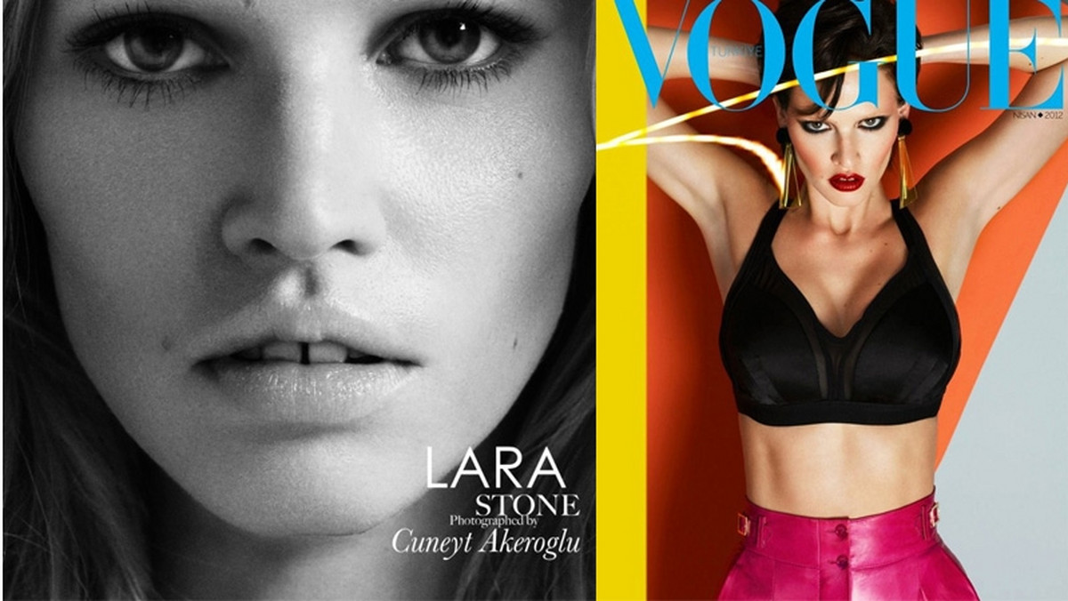 Lara Stone na okładce tureckiego wydania magazynu Vogue eksponuje sporo ciała