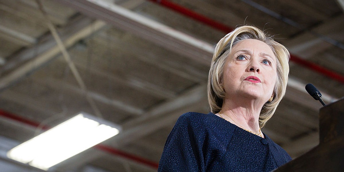 Hillary Clinton speaking in Ohio in June.