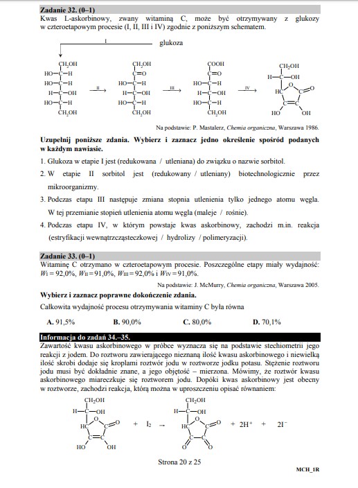 Matura z chemii - arkusz, poziom rozszerzony