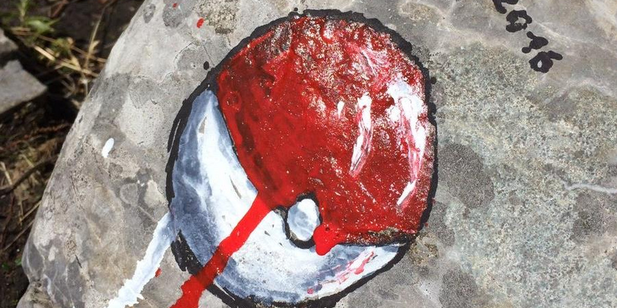 Turyści namalowali pokeballa na Ciemniaku