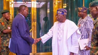 President Bola Tinubu meets with security chiefs in Aso Rock. [Presidency]