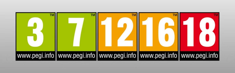 Oznaczenia wiekowe PEGI w Polsce. Liczby oznaczają minimalny sugerowany wiek odbiorcy