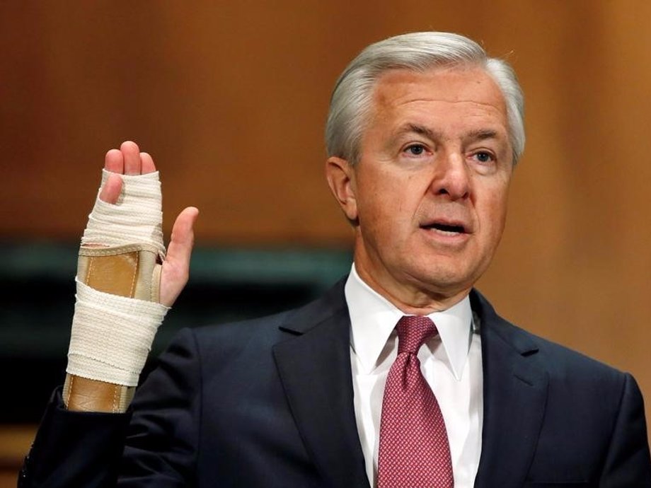 Wells Fargo CEO John Stumpf testifies before a Senate Banking Committee hearing on the firm's sales practices on Capitol Hill in Washington.