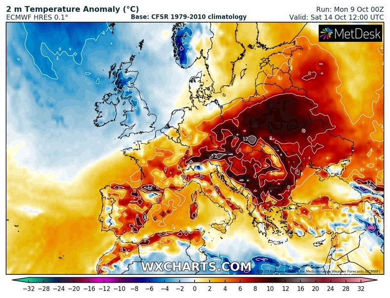 W sobotę temperatura znacznie przekroczy normę