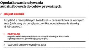 Opodatkowanie używania aut służbowych do celów prywatnych