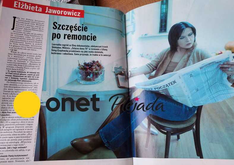 Elżbieta Jaworowicz udzieliła w 2001 r. wywiadu magazynowi "Viva"