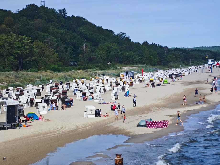 Panorama plaży w niemieckim Heringsdorfie