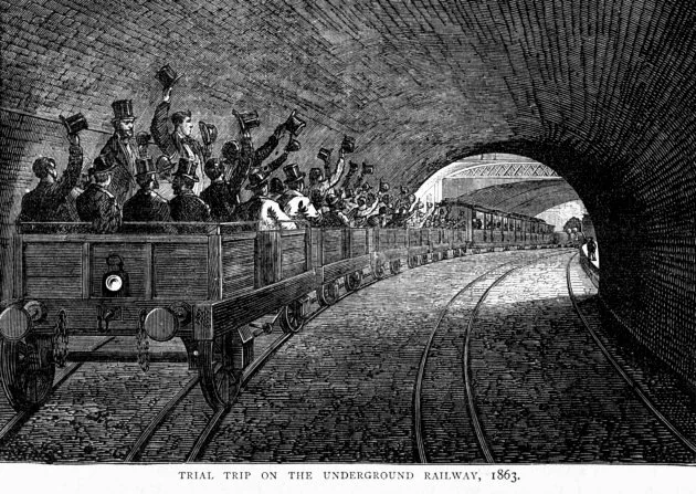Pierwszy przejazd londyńską koleją podziemną - The Illustrated London News 1863