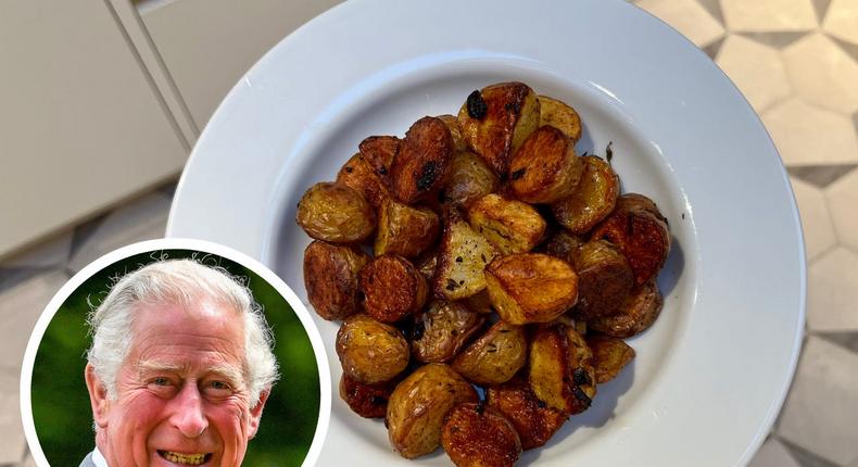I put a King Charles twist on my dad's roast potatoes recipe.WPA Pool-Ben Birchall/Getty Images, Maria Noyen/Insider